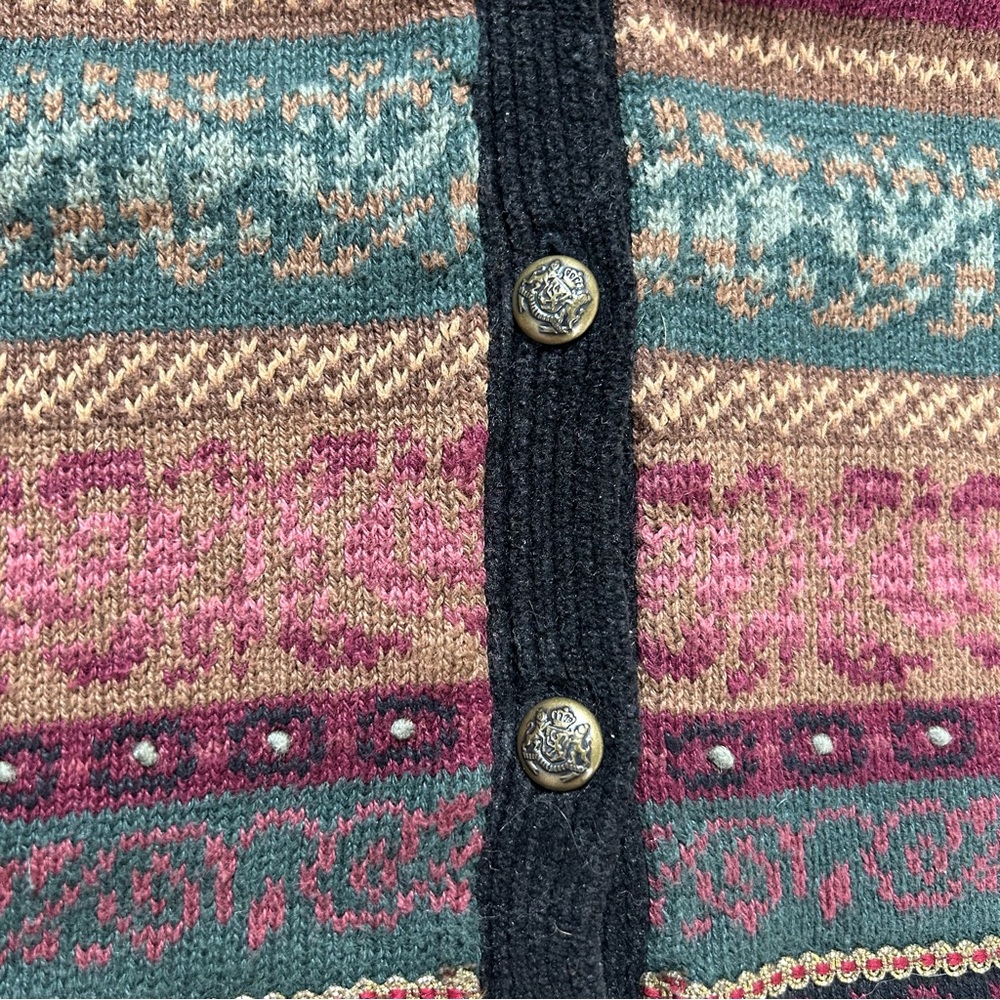 Koret Vintage Striped Patterned Knit Button Front Vest Cotton Ramie Womens Large - Picture 3 of 10